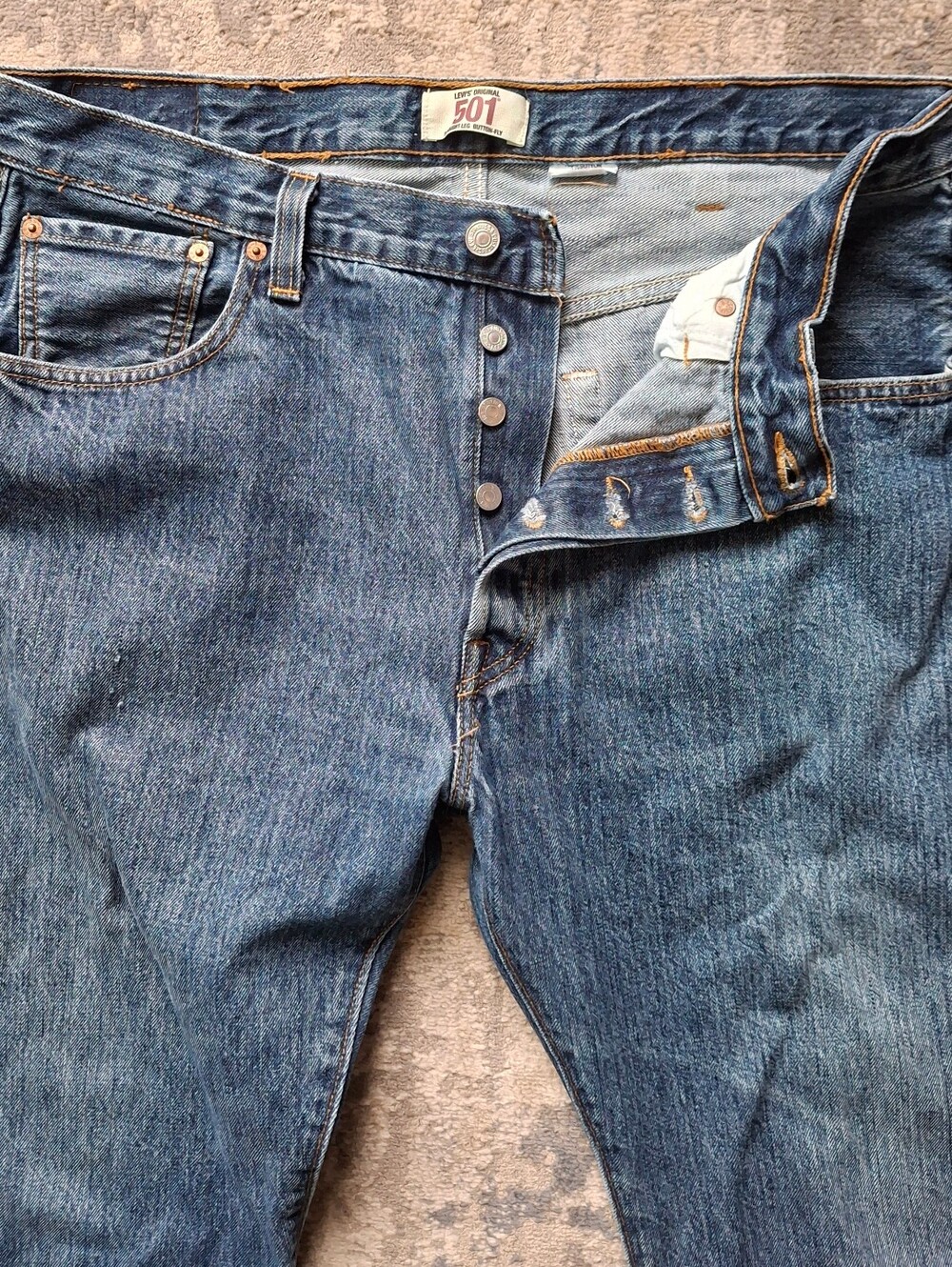 Levi's Original 501 Buttonfly 38x30 Straight Men’s Jeans Blue Denim